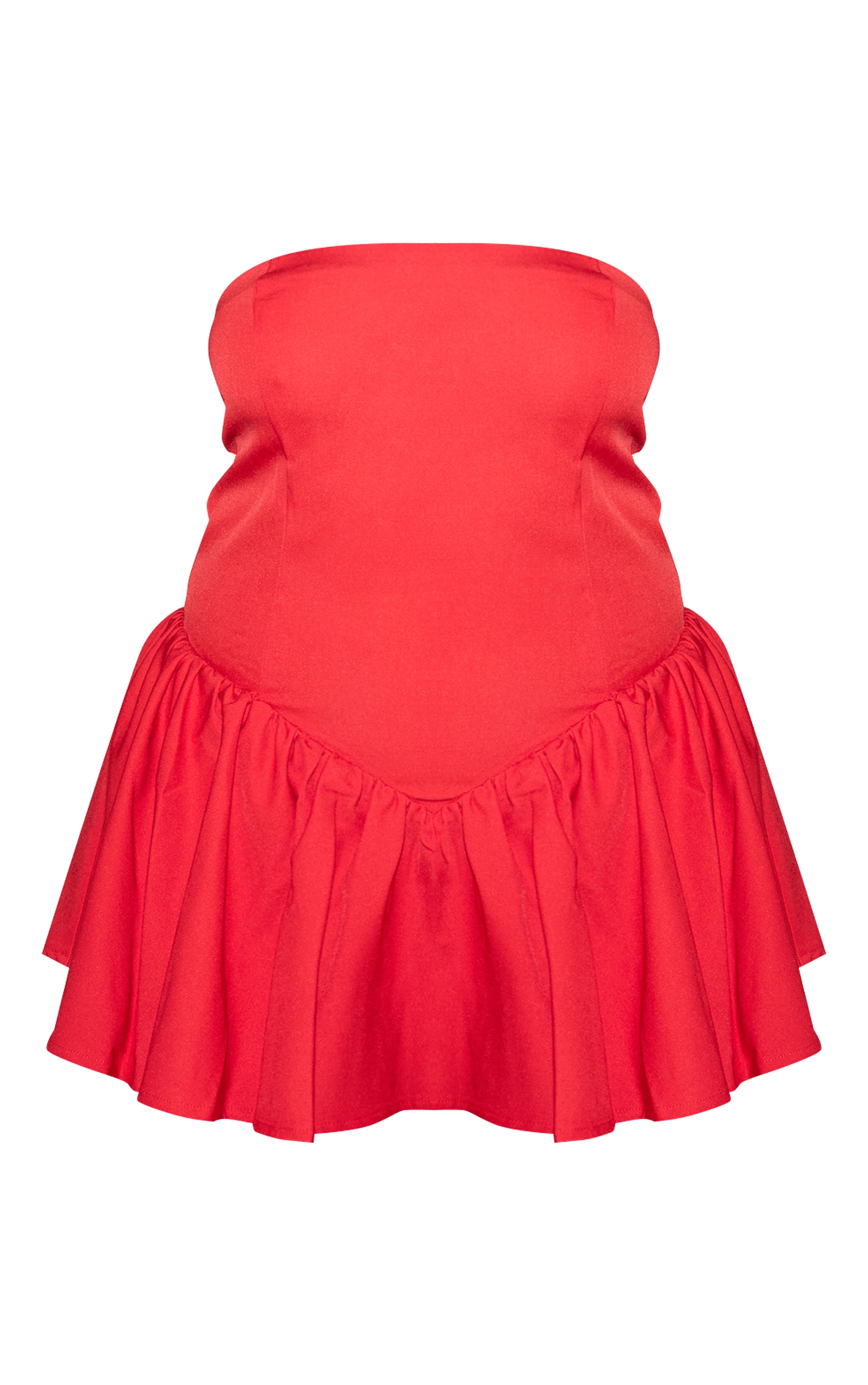 Plus Tomato Red Woven Bandeau Dropped Waist Playsuit image 5