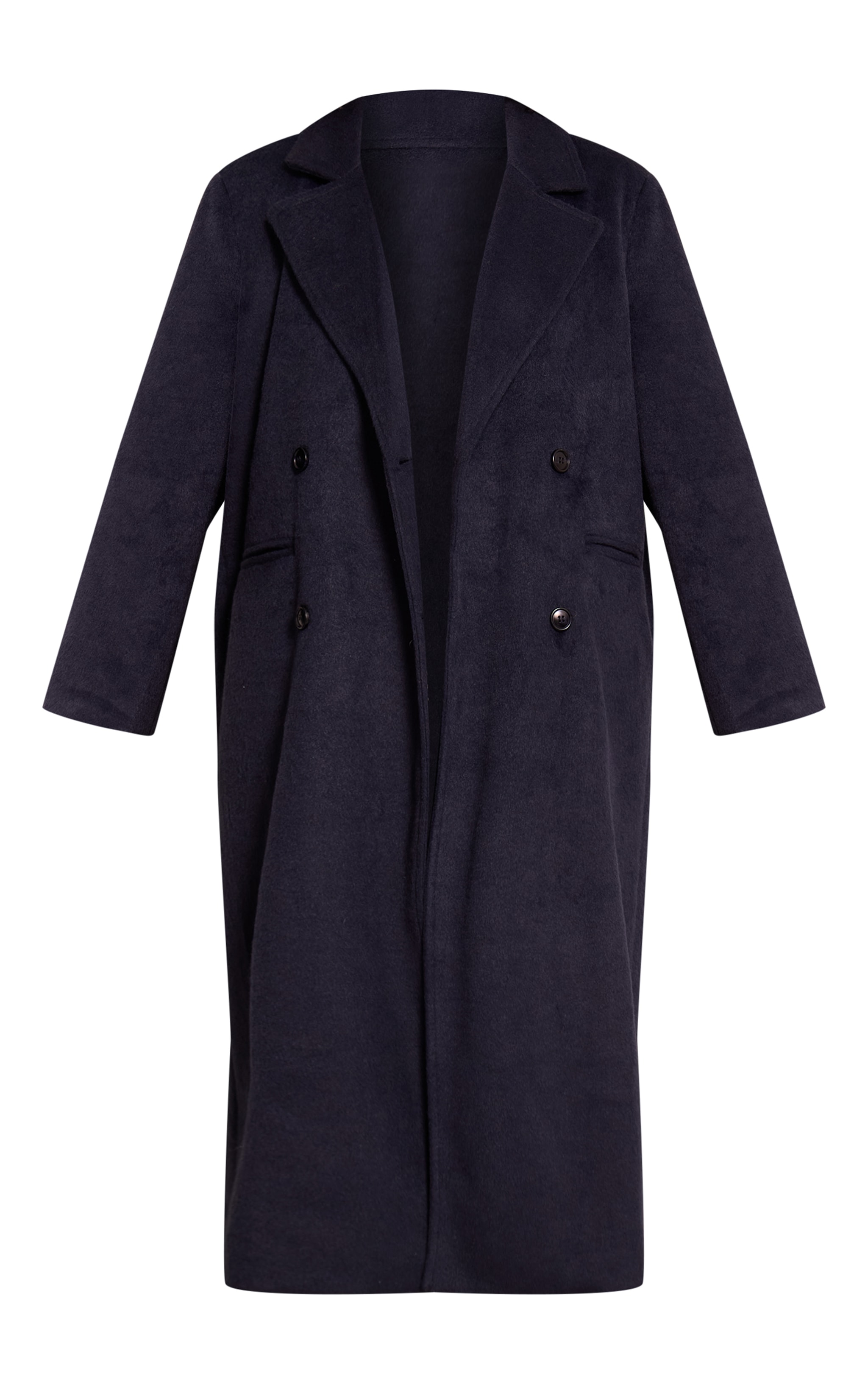 Navy Structured Double Breasted Wool Look Maxi Coat image 5