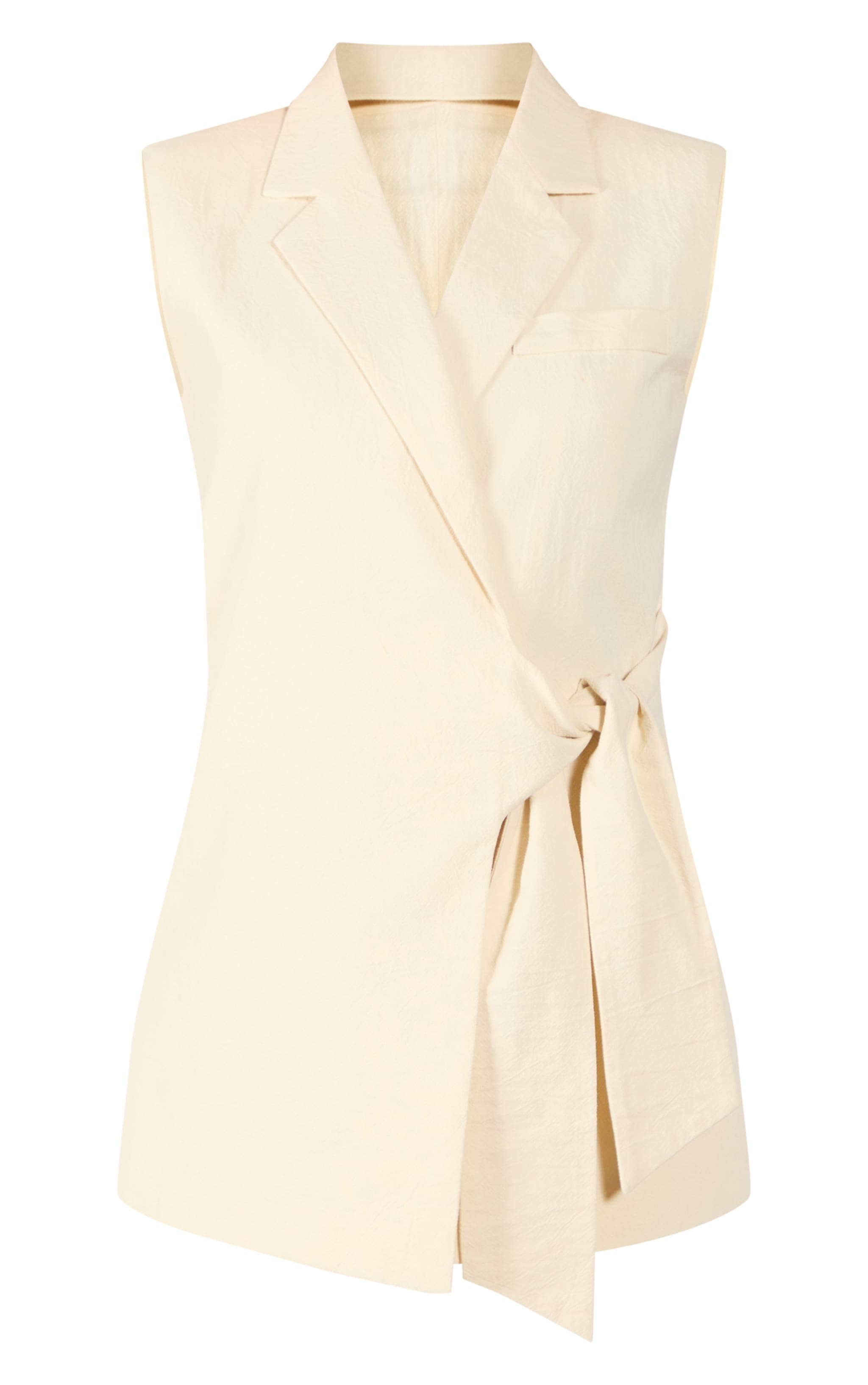 Cream Linen Look Tie Waist Vest image 5