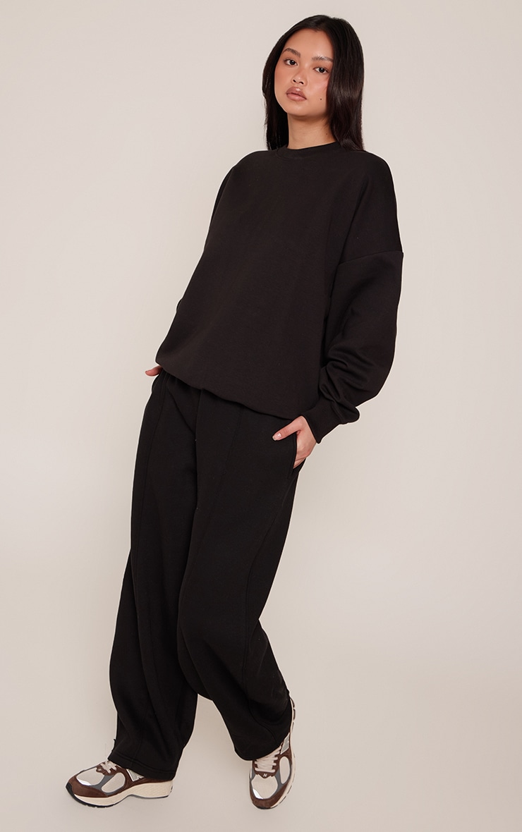 Black Pintuck Barrel Leg Sweatpant image 2