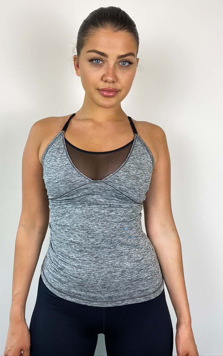 T-shirt de sport gris à col en V
