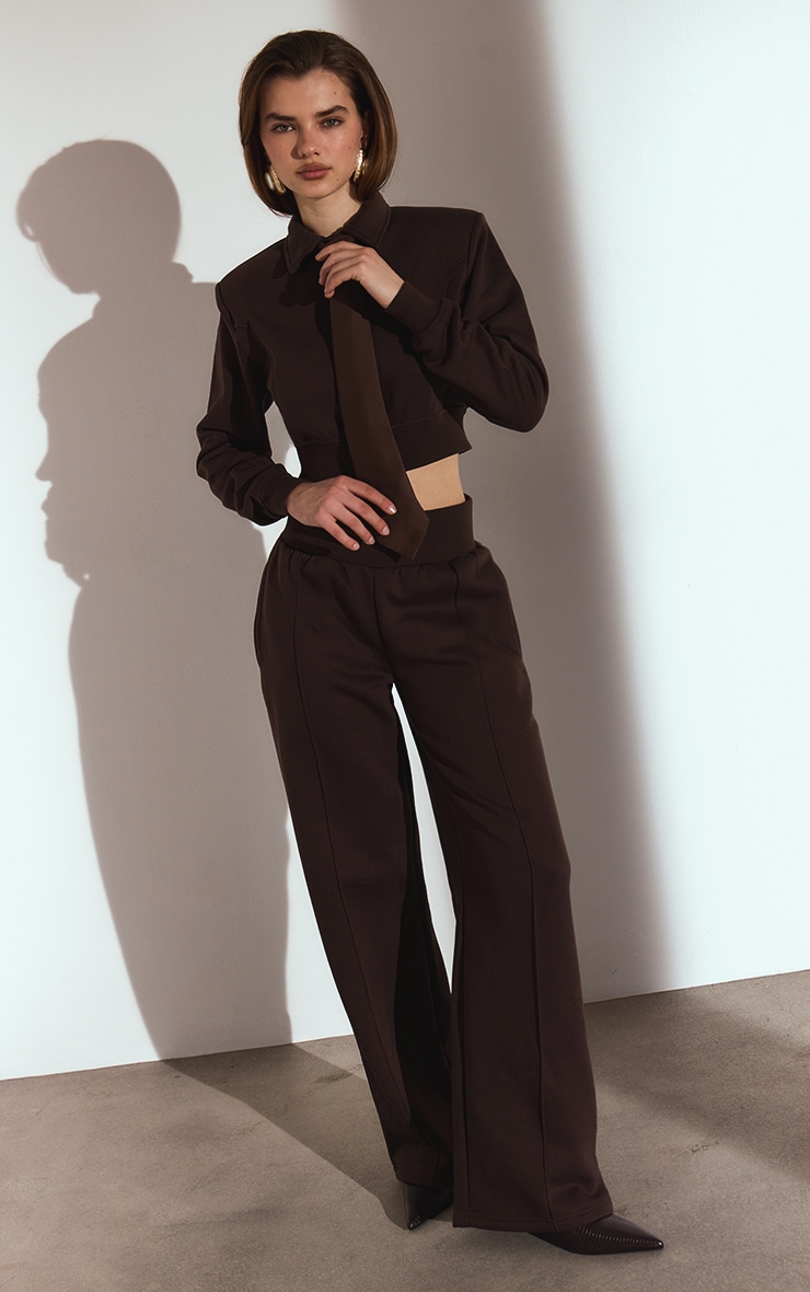 Chocolate High Waist Straight Leg Sweatpants image 2