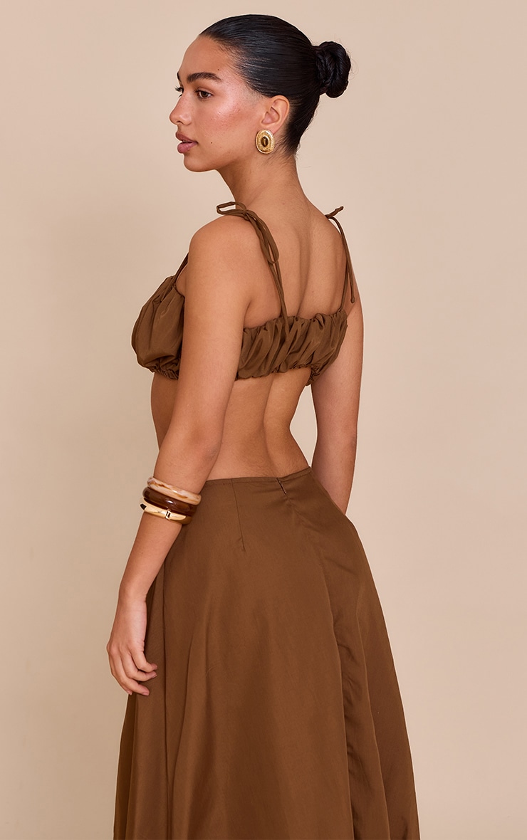 Chestnut Cotton Poplin Tie Strap Bralette image 2