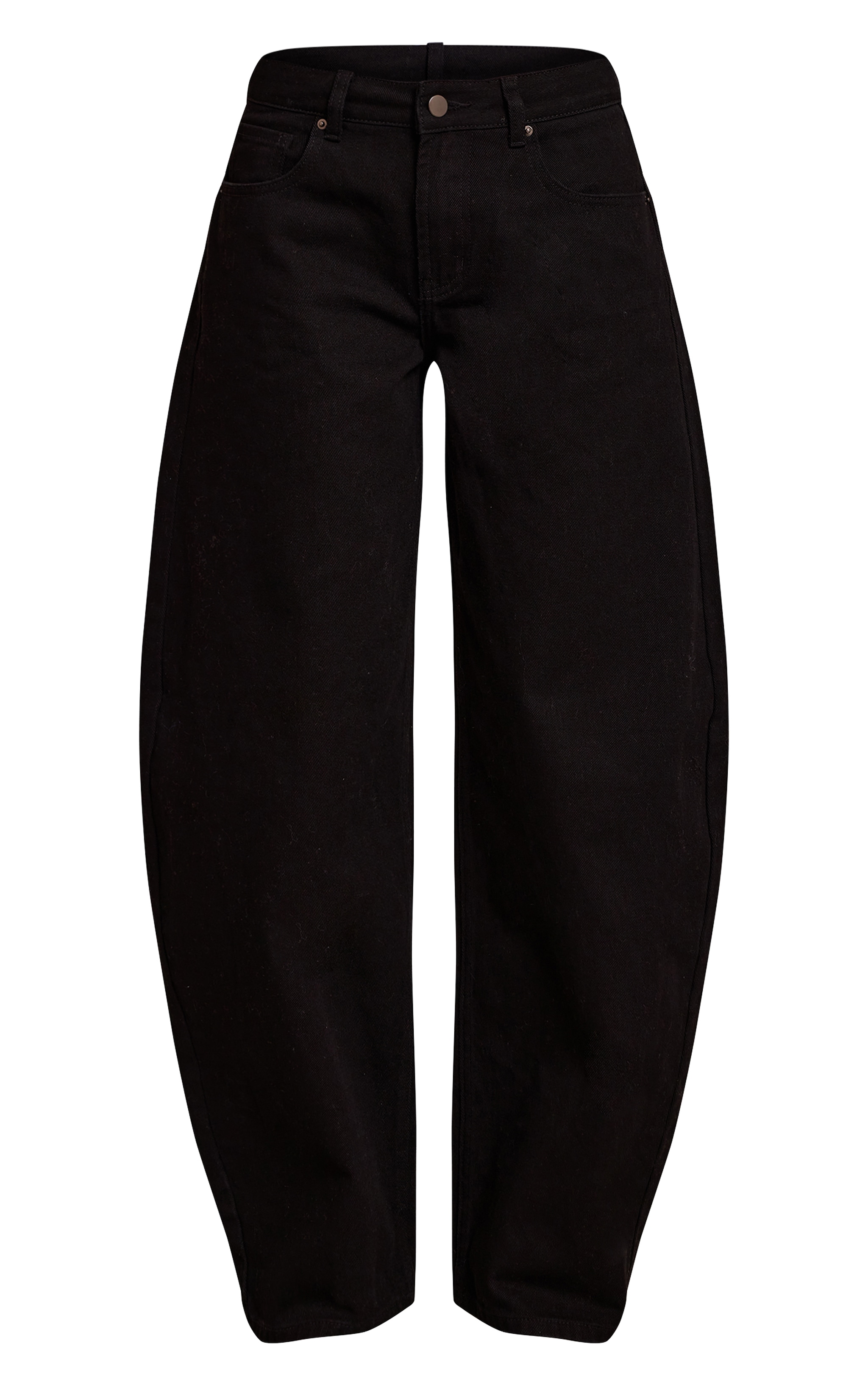 Washed Black Low Rise Barrel Jeans image 5