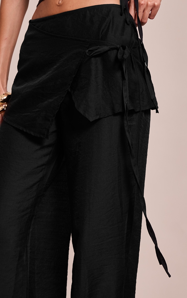 Navy Sheer Organza Tie Detail Straight Leg Pants image 4