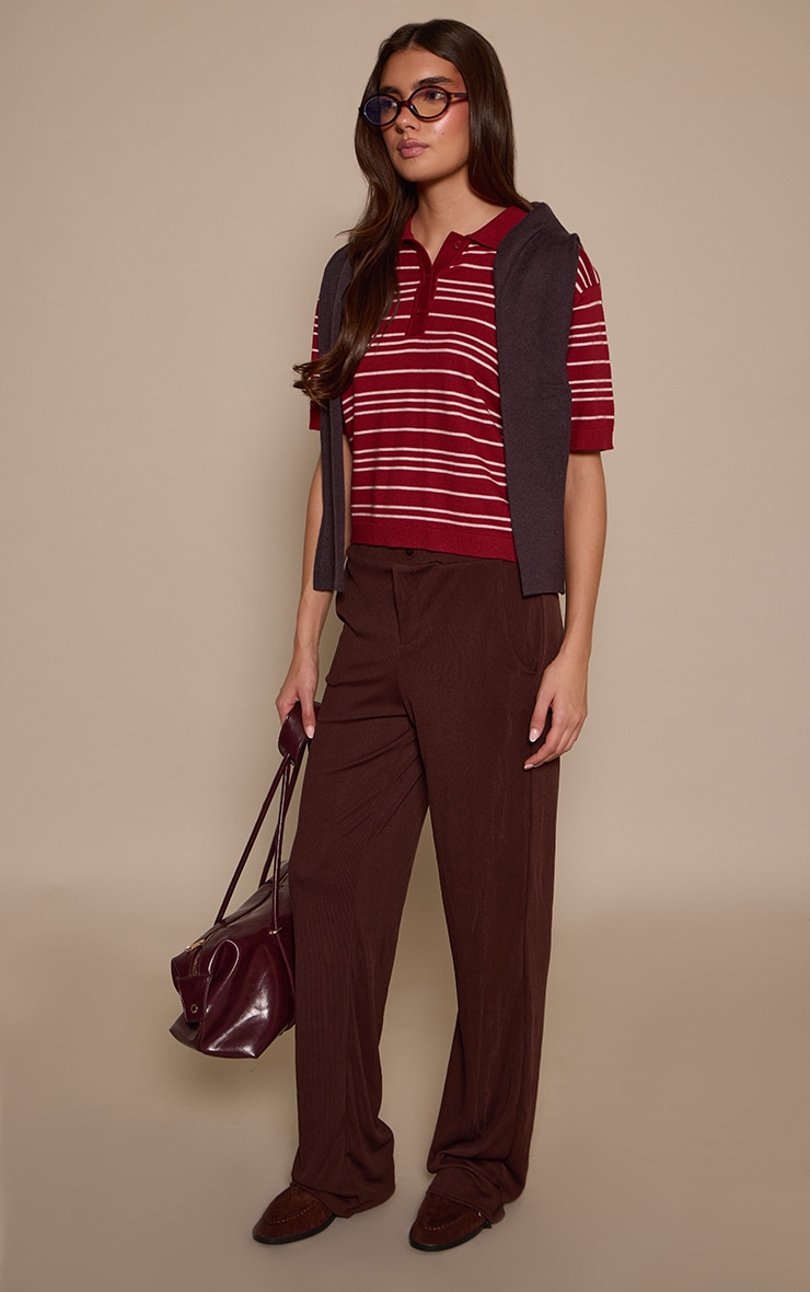 Chocolate Boyfriend Style Wide Leg Trouser image 2