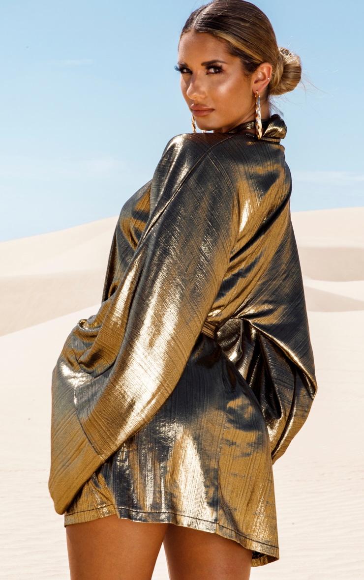 Gold Metallic Rust Short Kimono | Swimwear | PLT USA