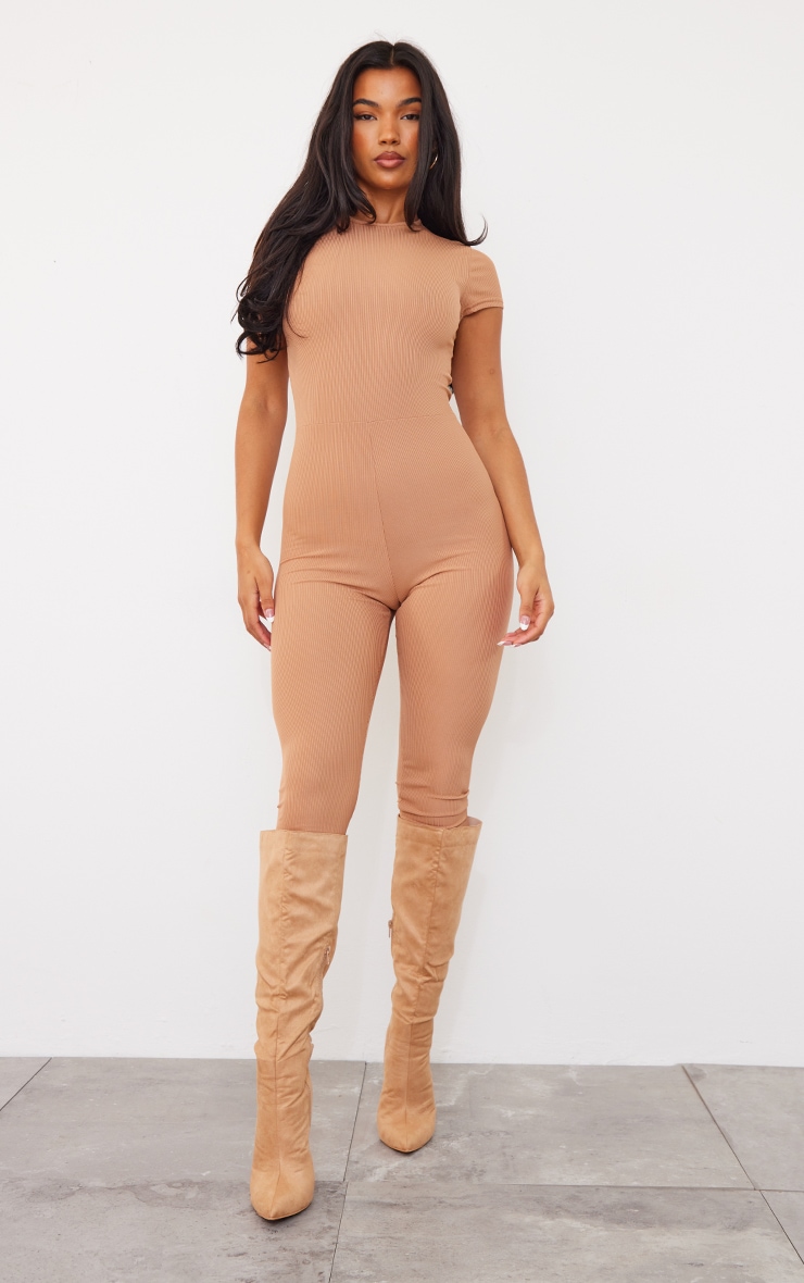 Camel Rib Cap Sleeve Jumpsuit image 3