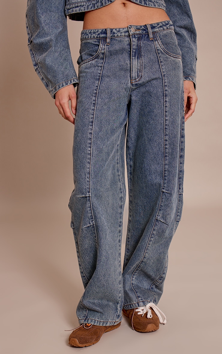 Vintage Seam Detail Mid Rise Barrel Jean image 2