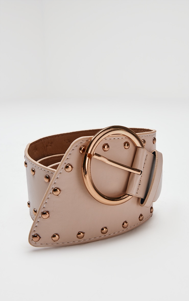 Cream Stud Detail Cross Over Buckle Waist Belt image 2