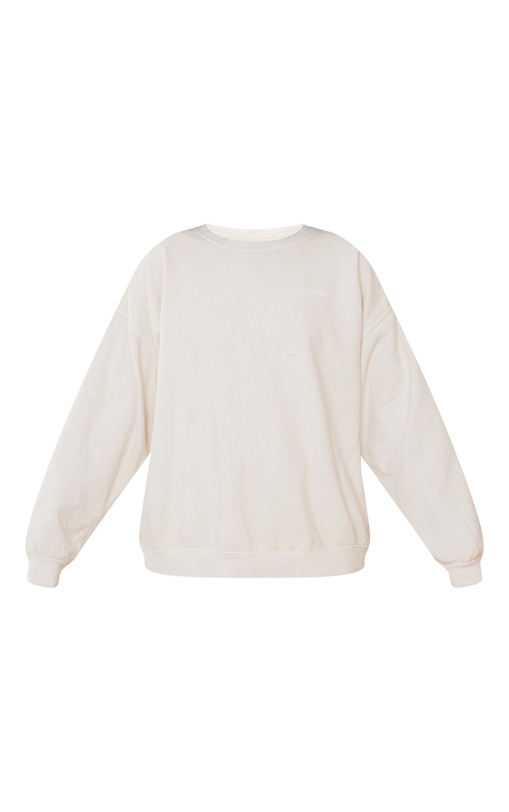 PRETTYLITTLETHING Cream Branded Small Print Intuition Sweat image 5