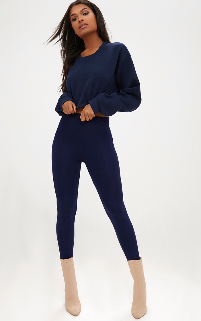 Navy Ultimate High Waisted Jersey Leggings. Leggings & Hosiery