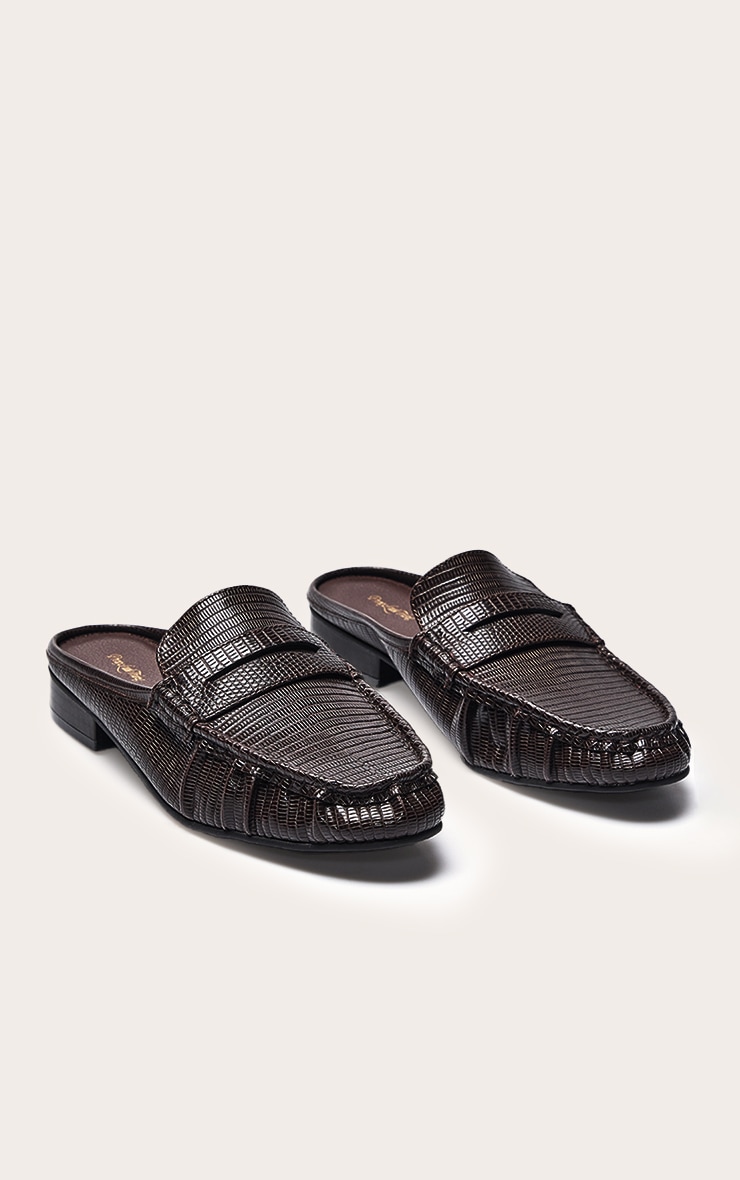 Chocolate Python Loafer Mule image 3