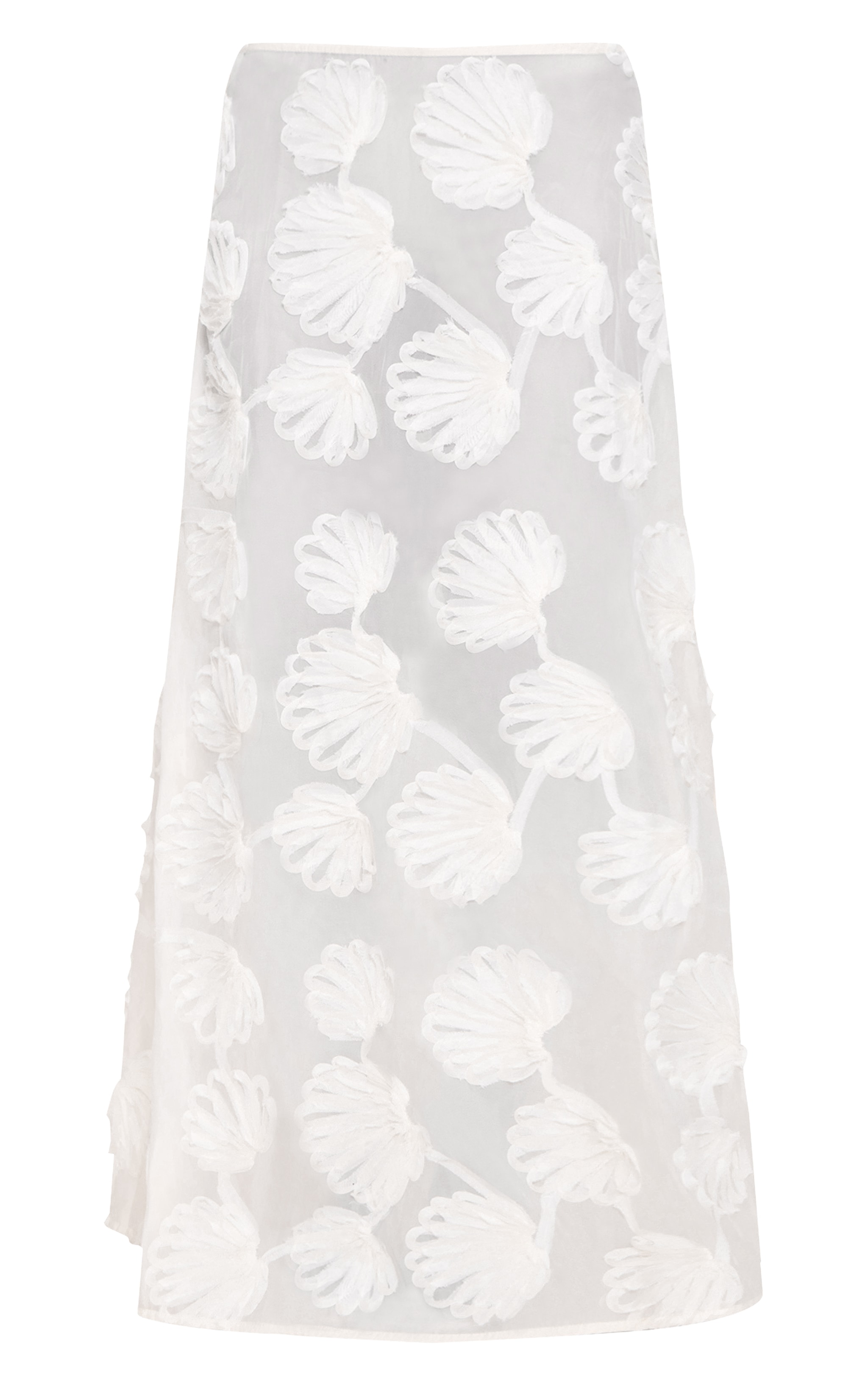 Petite Cream Sheer Shell Applique Maxi Skirt image 5