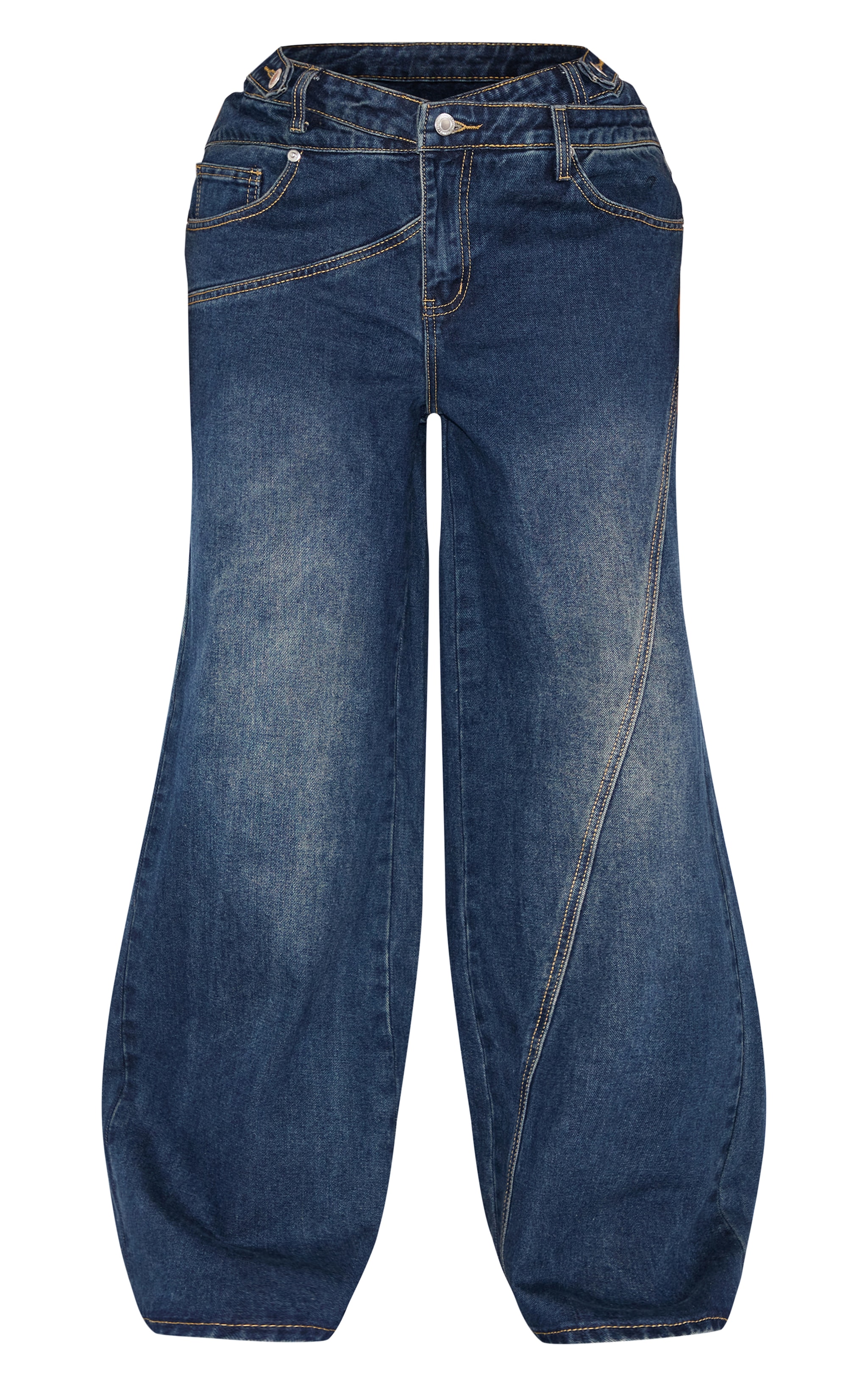 Shape Indigo Dipped V Waist Seam Detail Wide Leg Denim Jeans image 5