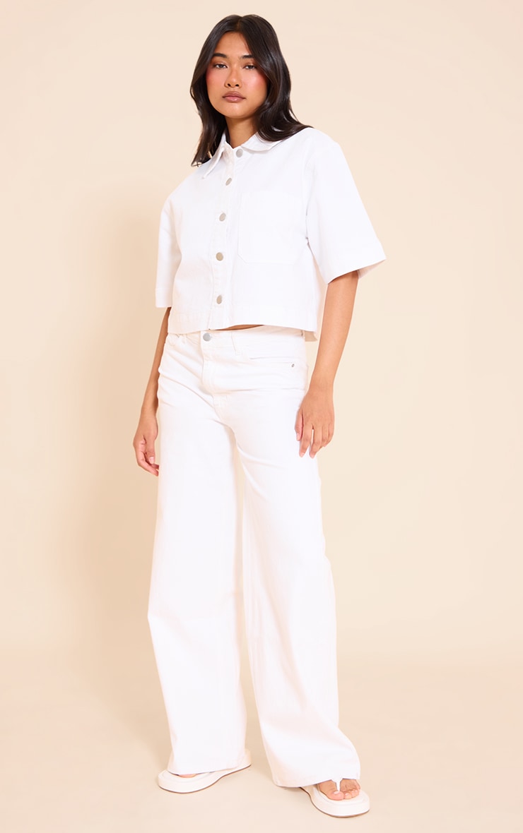 White Mid Rise Straight Leg Jean image 1