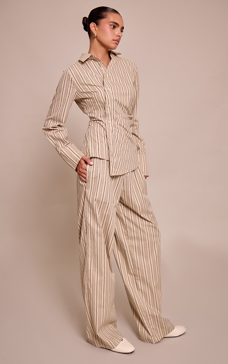 Stone Woven Pinstriped Straight Leg Pant image 2