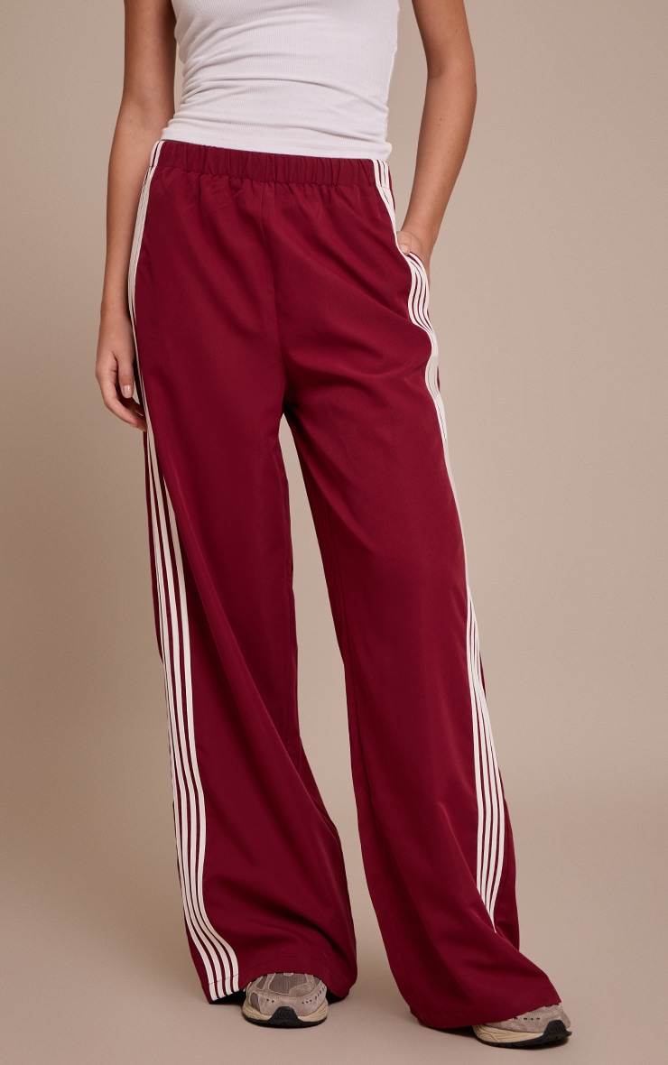 Plum Shell Side Stripe Detail Track Pants image 2