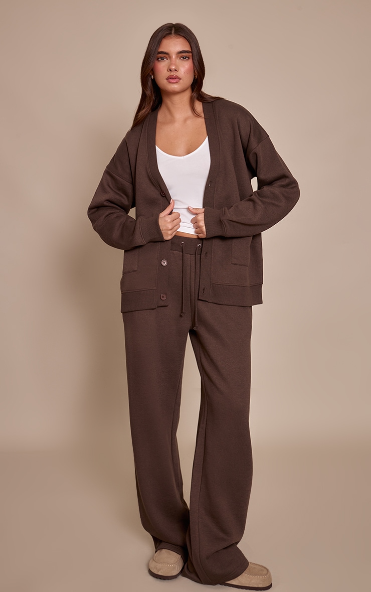Chocolate Button Front Pocket Sweat Cardigan image 3