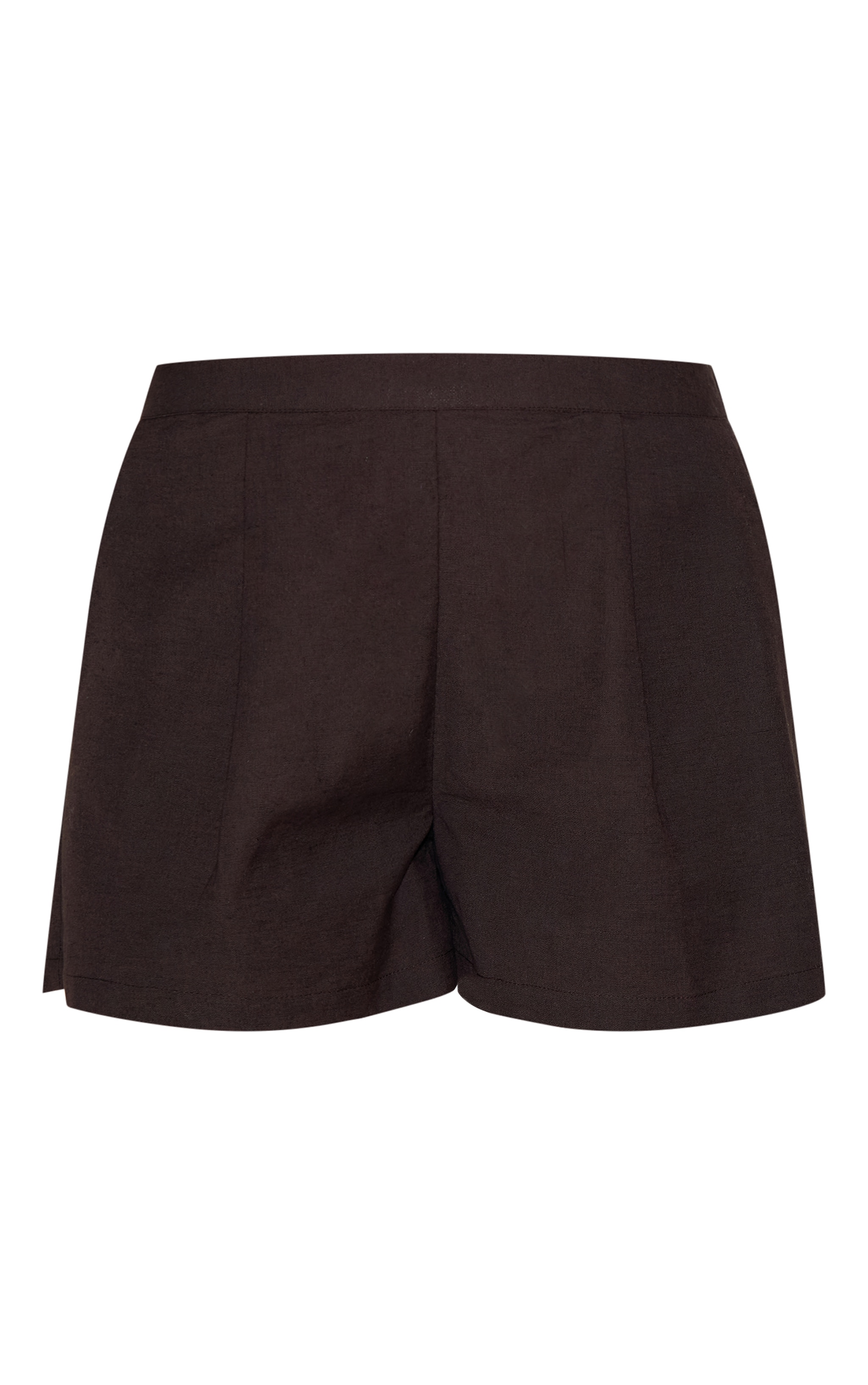 Chocolate Linen Look Oversized Detail Floaty Short image 6