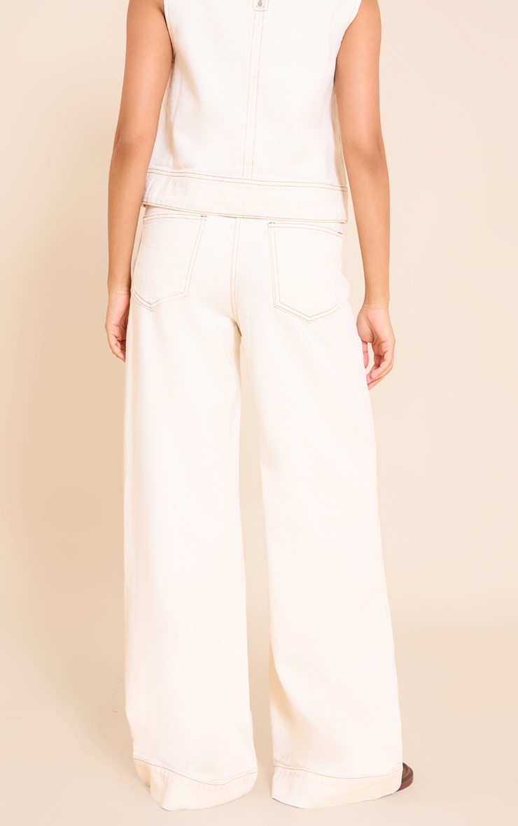 Ecru Seam Detail Wide Leg Jeans image 3