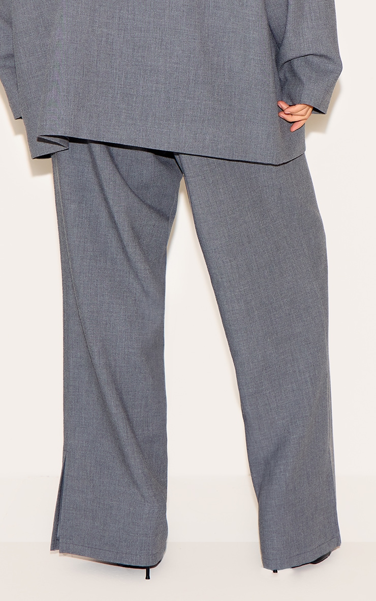 Plus Charcoal Wide Leg Split Hem Trousers image 3