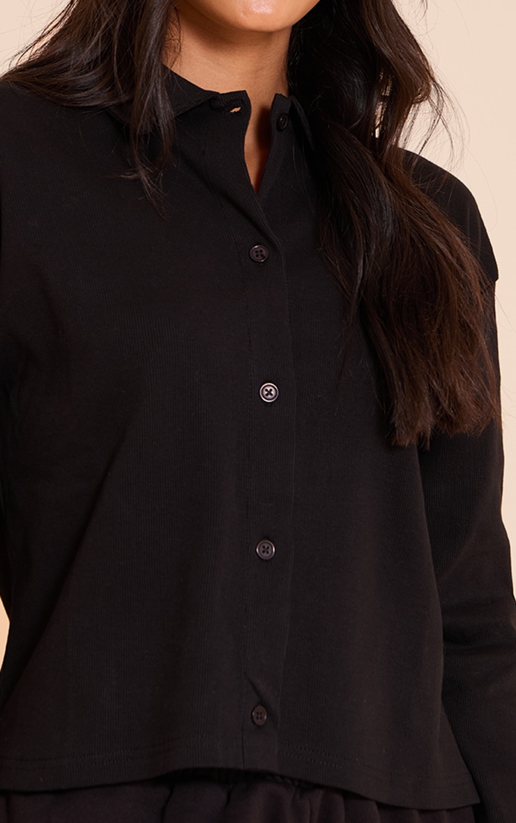 Black Cropped Boxy Collared Sweat image 4