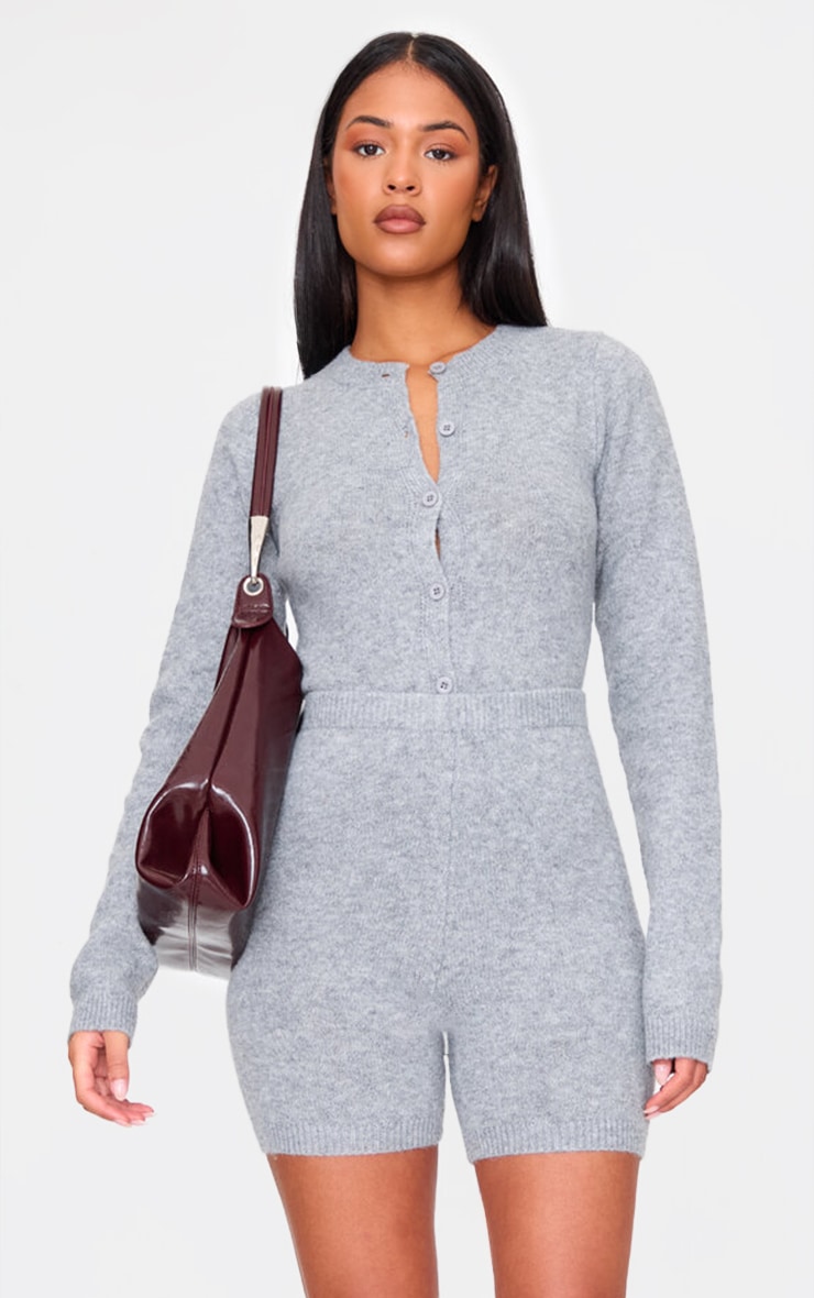 Tall Ash Grey Soft Knit Biker Shorts image 4