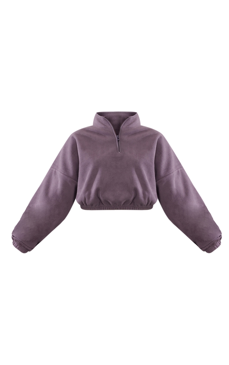 Charcoal Fleece Binding Crop Sweatshirt image 5