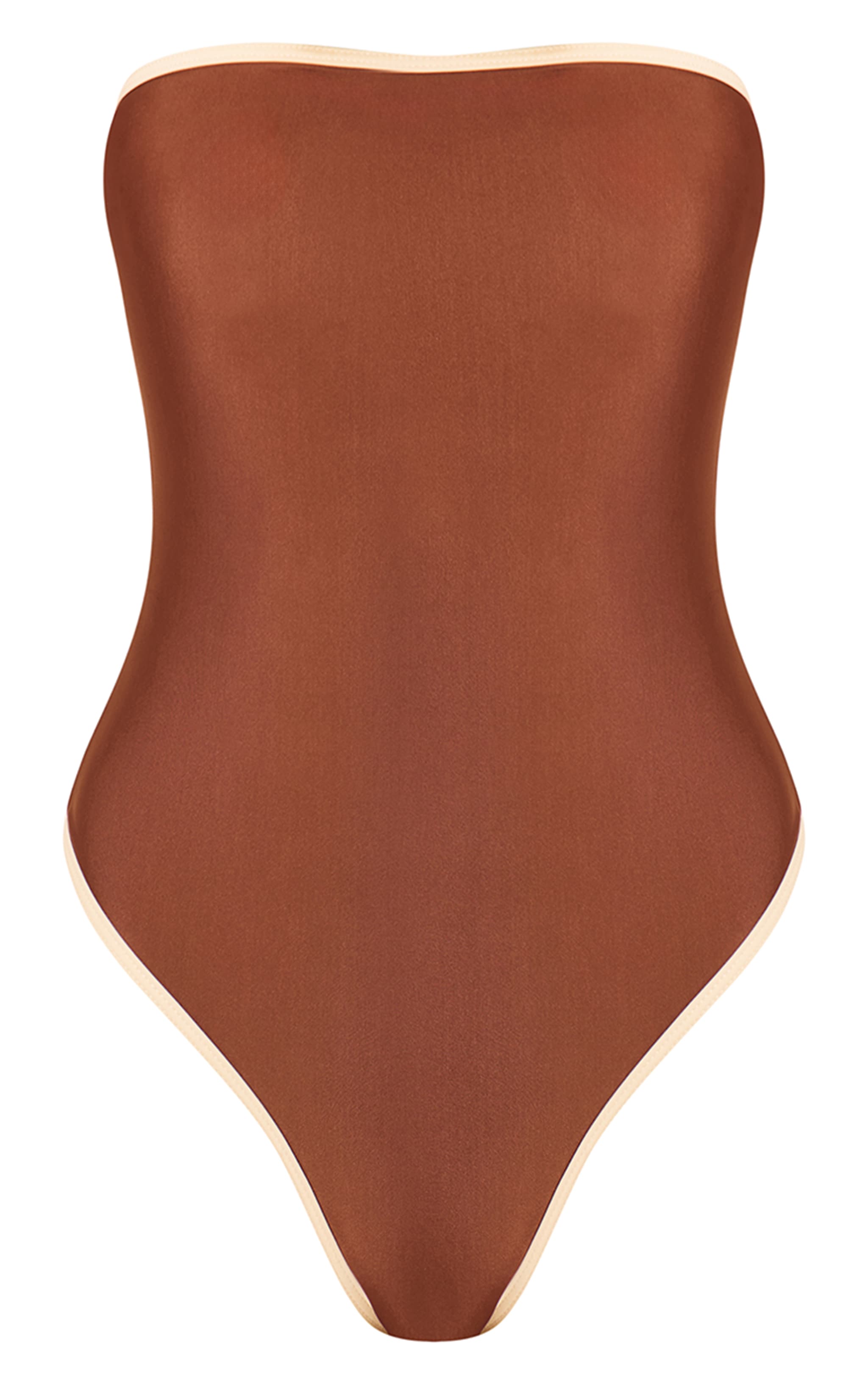 Maillot de bain chocolat noué dans le dos à lisérés contrastants image 5