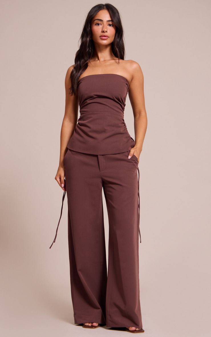 Petite Chocolate Bandeau Ruched Top image 3
