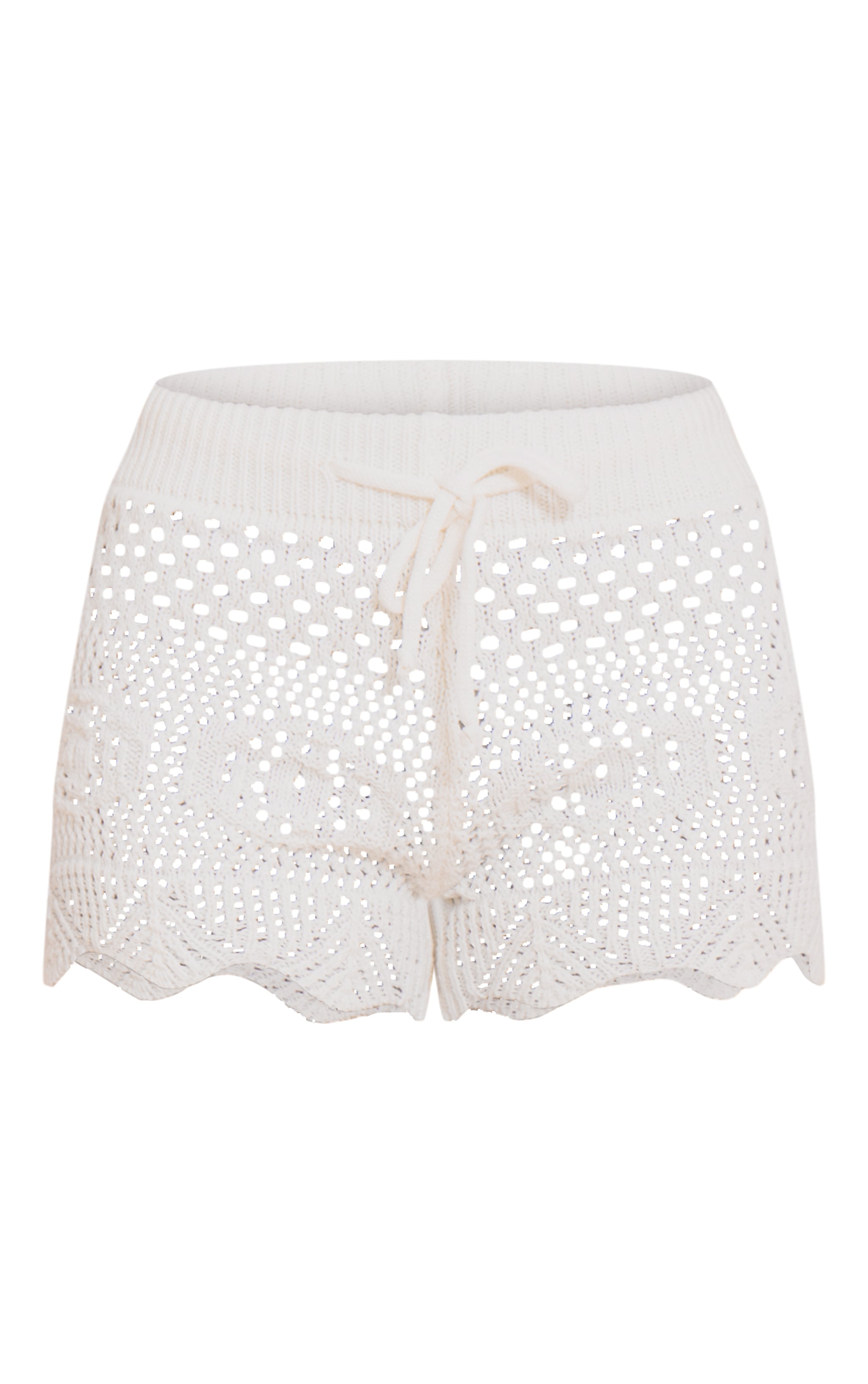 Petite White Crochet Knit Shorts image 6
