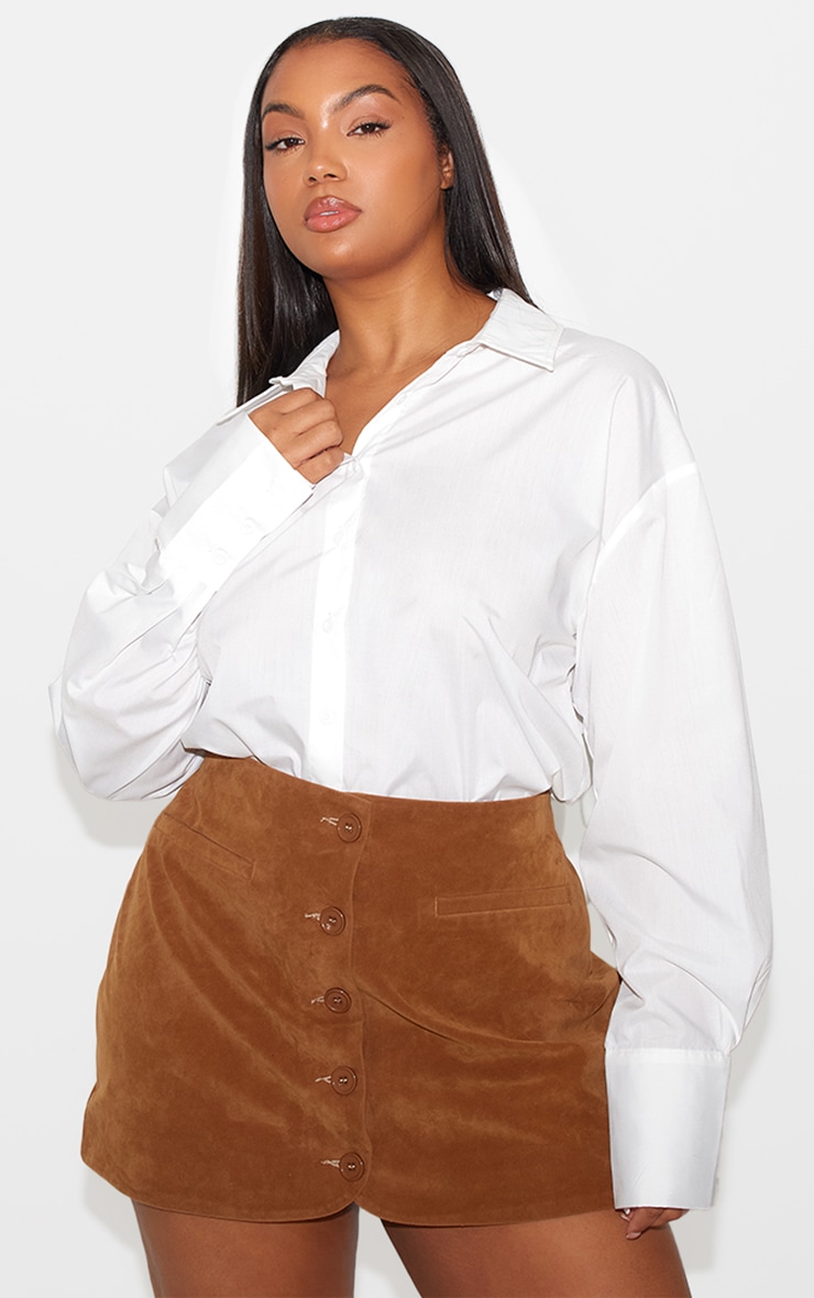Plus Tan Faux Suede Skirt image 4