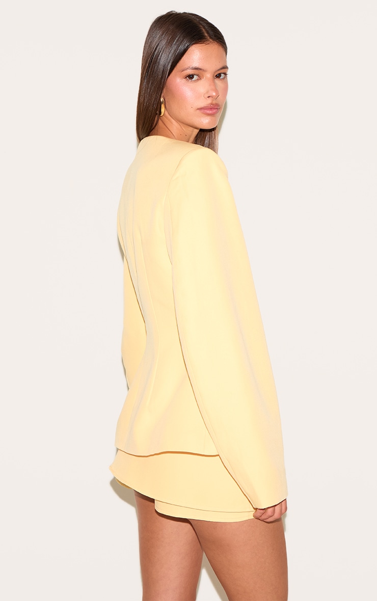 Lemon Woven Cinched Waist Cocoon Sleeve Button Up Blazer image 2