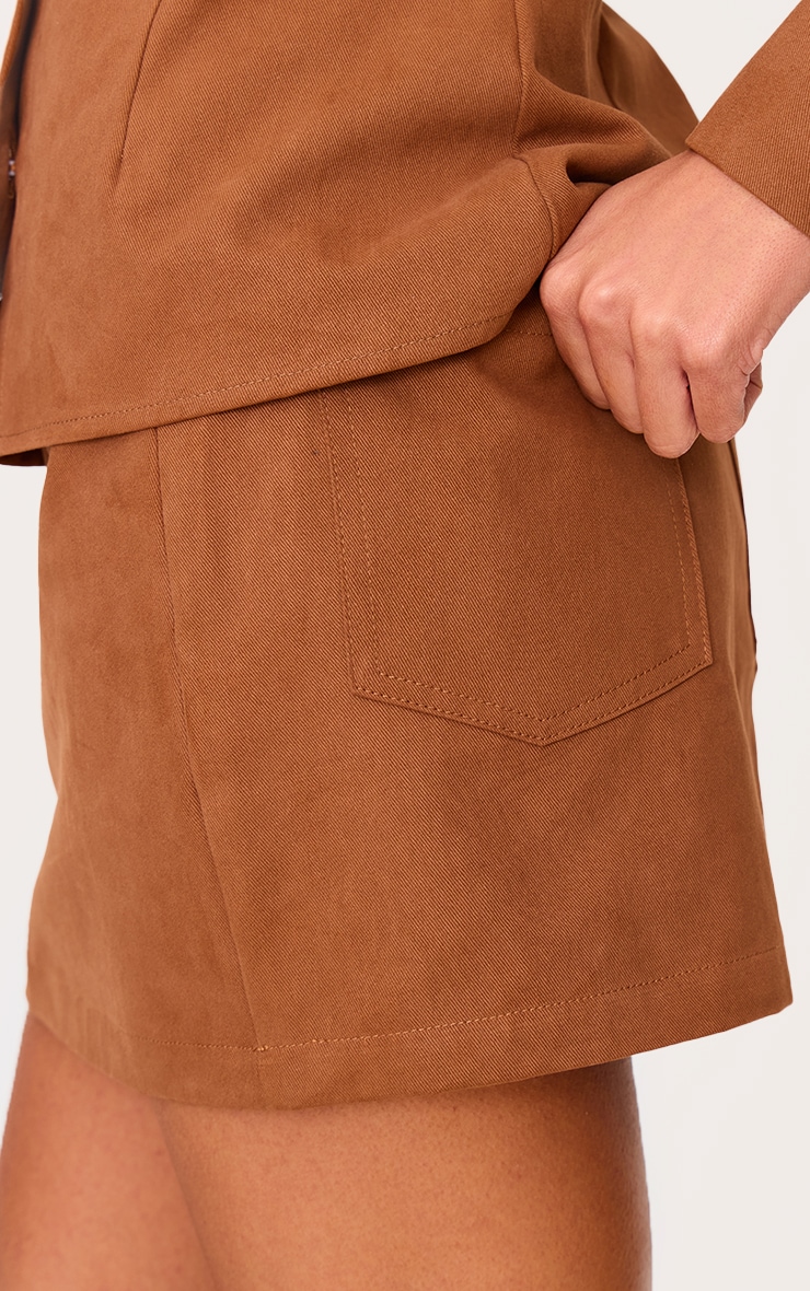 Tan Twill Mid Rise Mini Skirt  image 4