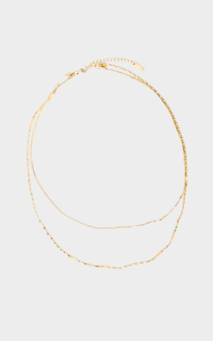 Gold Water Resistant Double Layer Twist Necklace image 4
