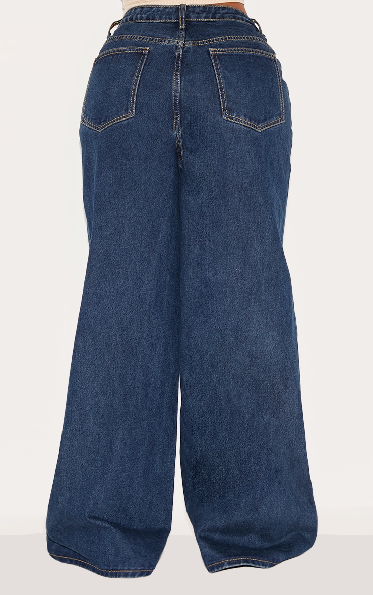 Shape Indigo Dipped V Waist Seam Detail Wide Leg Denim Jeans image 3
