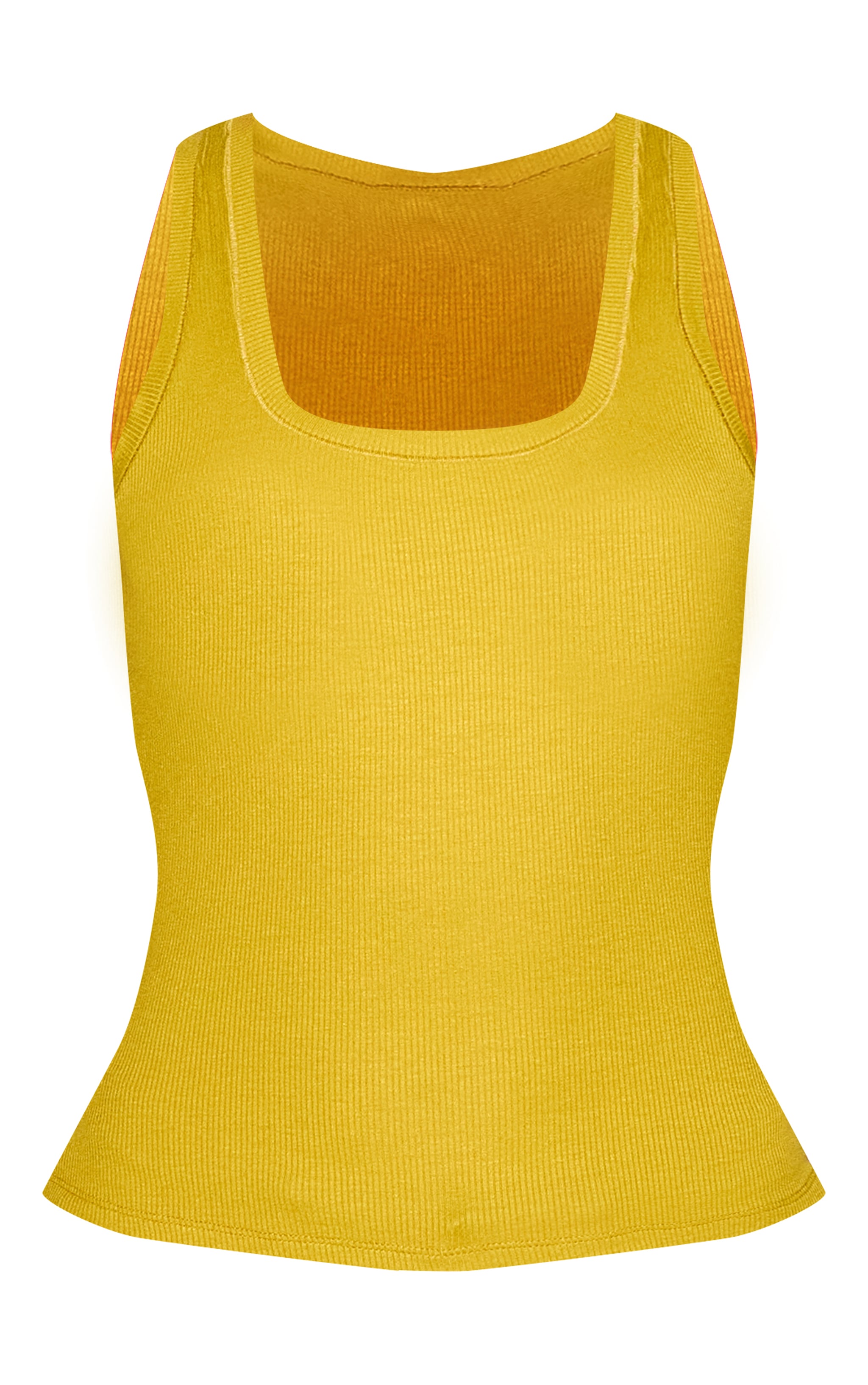 Mustard Soft Rib Scoop Neck Vest Top image 5