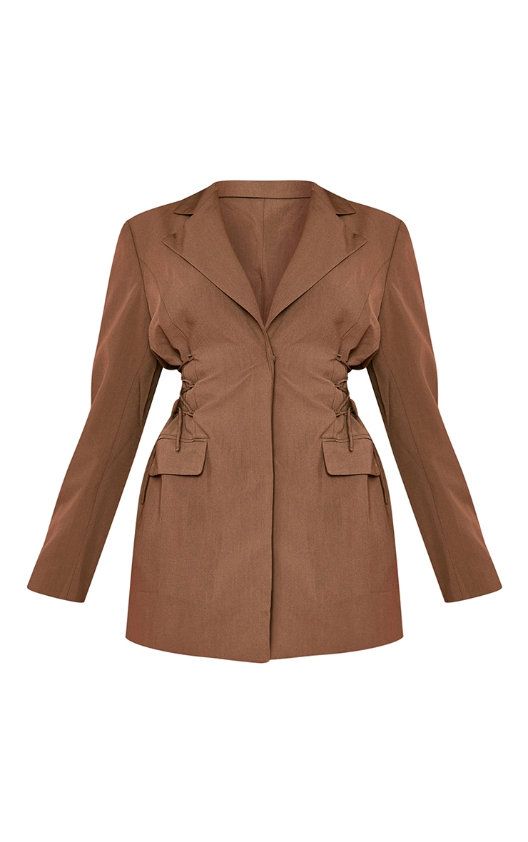 Chocolate Lace Up Corset Style Blazer Dress image 5