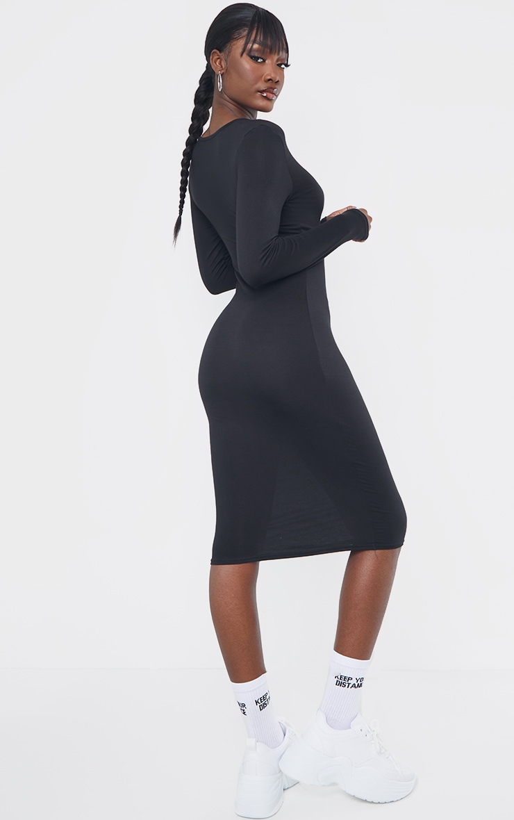 Tall Black Long Sleeve Midi Dress image 3