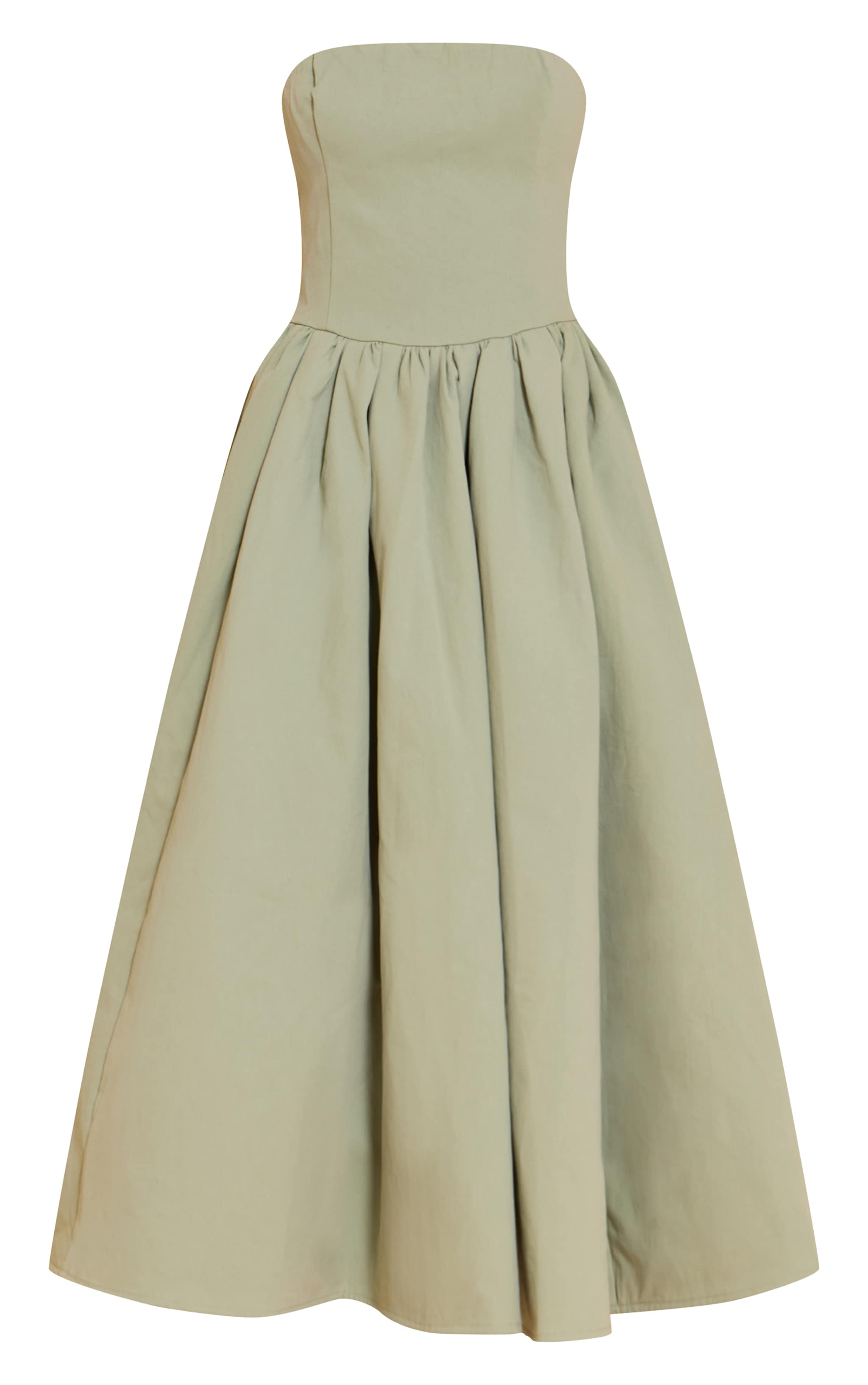 Robe bustier mi-longue patineuse tissée sauge froncée image 5