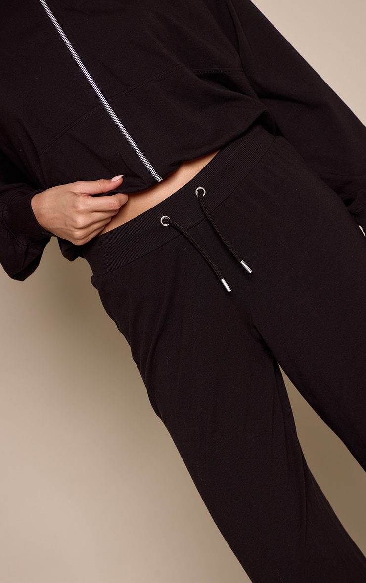 Black Casual Straight Leg Trousers image 4
