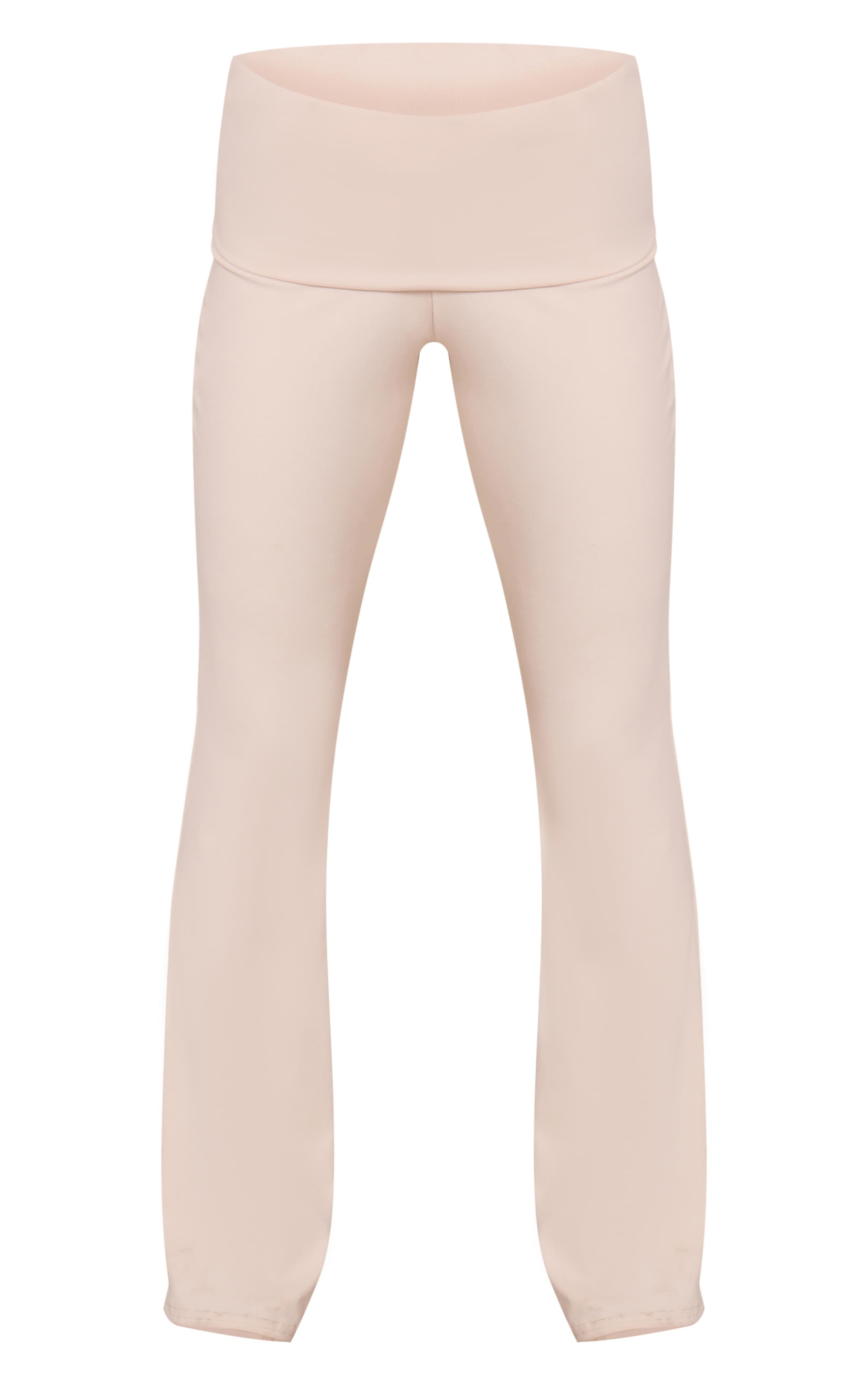 Cream Soft Touch Foldover Waistband Flare Pant image 5