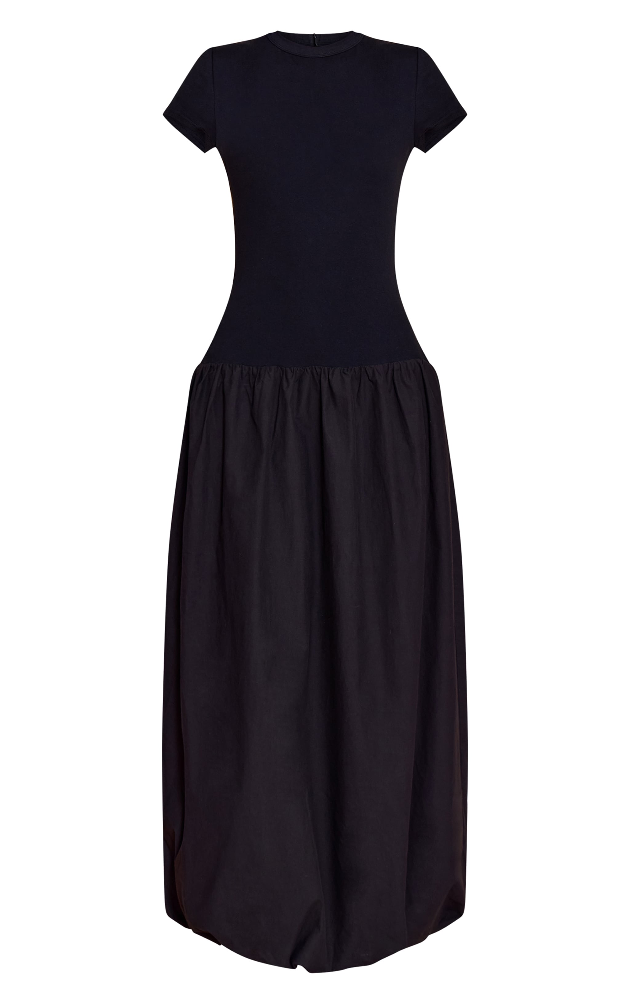 Robe T-shirt longue noire à taille tombante et ourlet bouffant image 5