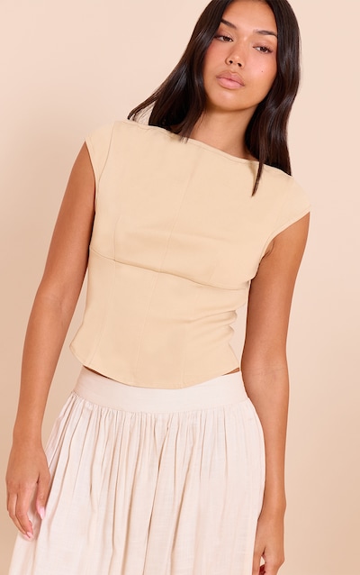 Corset structuré tissé stretch sable