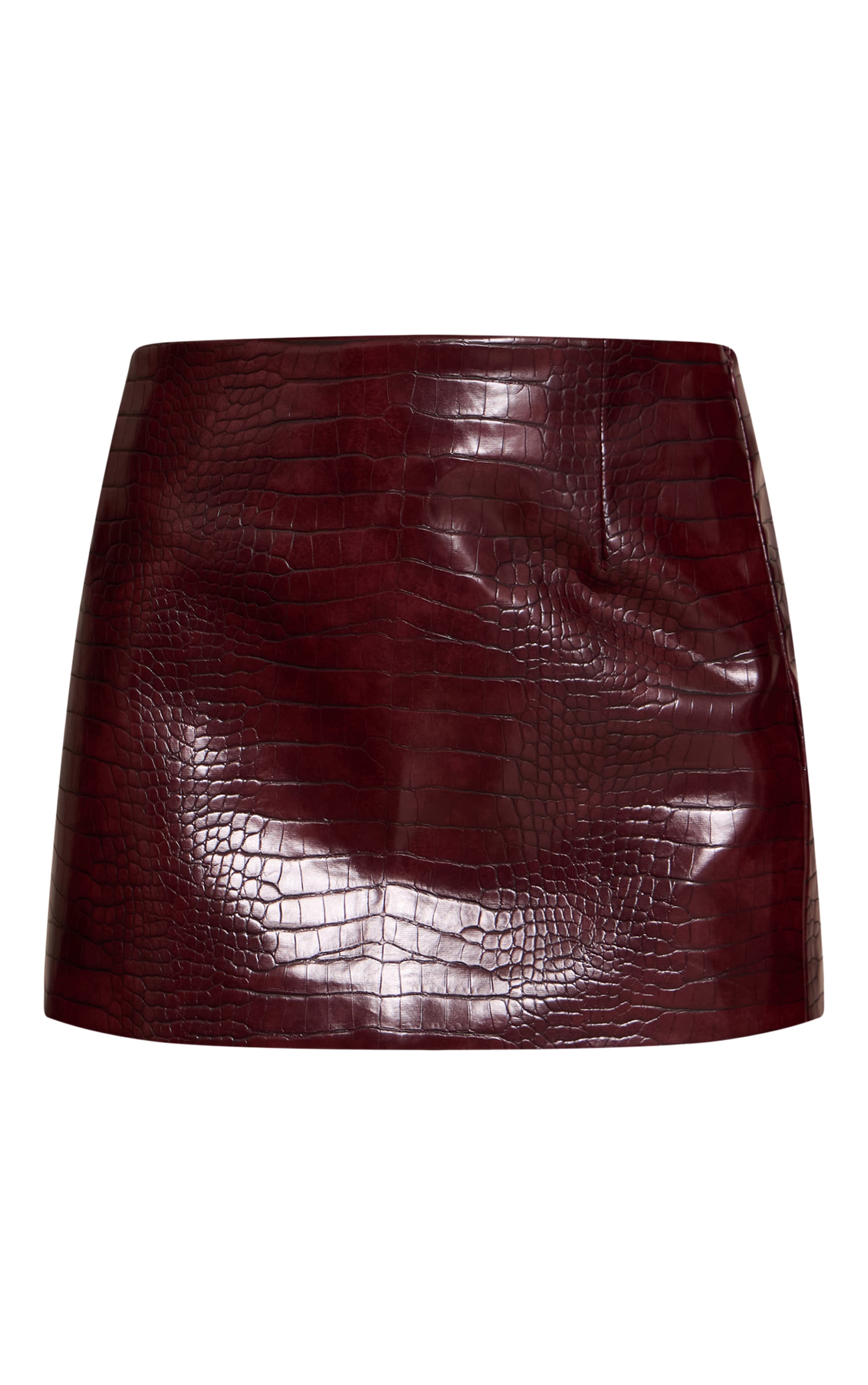 Dark Wine Croc Faux Leather Mini Skirt  image 6