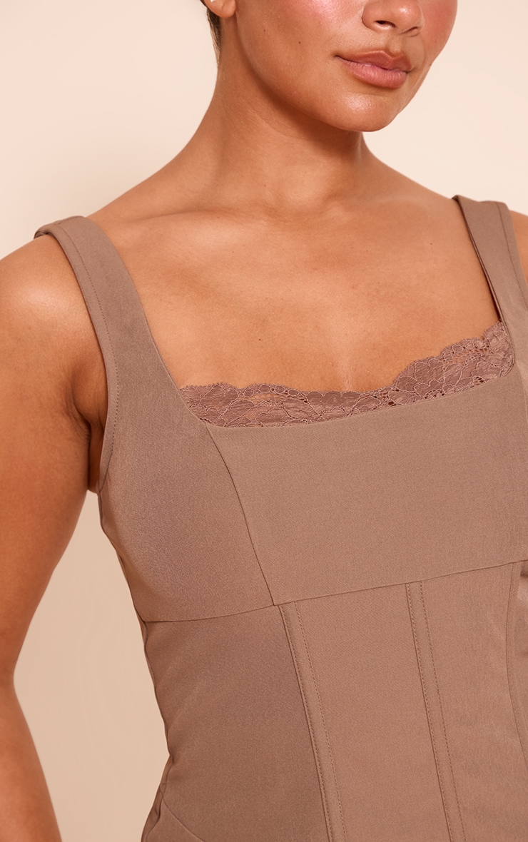 Shape Mocha Square Neck Tailored Mini Dress image 4