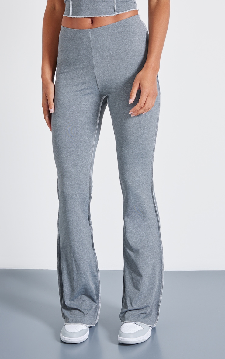 Charcoal Seam Detail Mid Rise Skinny Flared Trousers image 2