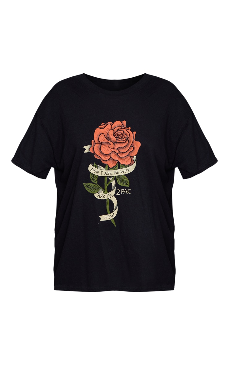 Black Tupac Print T Shirt image 5