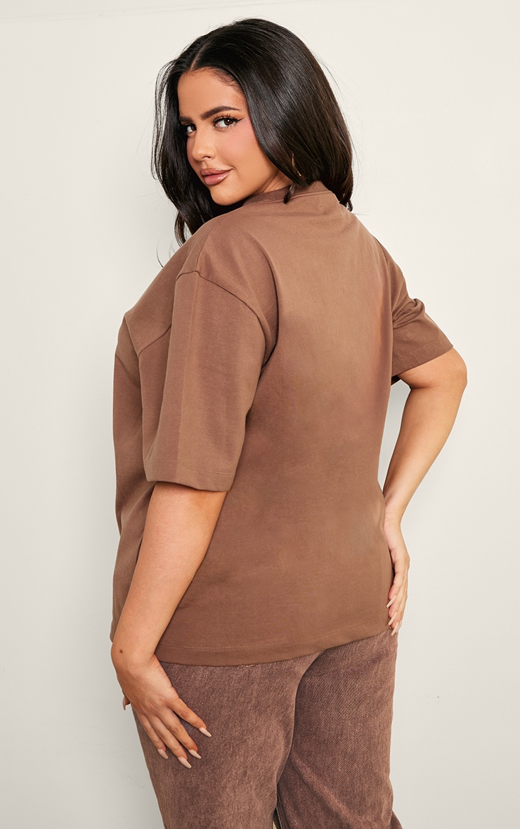 Plus Taupe Premium Cotton Oversized T-shirt image 2